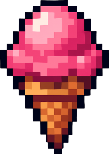Pixilated ice cream.
In-Game asset.  2d.  High contrast.  No shadows