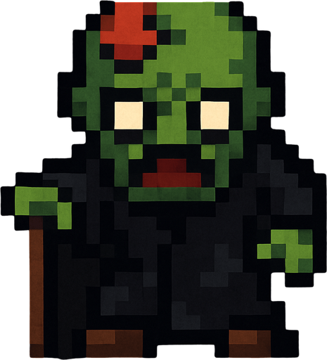 Agrégale una bata negra y un bastón, pixelart