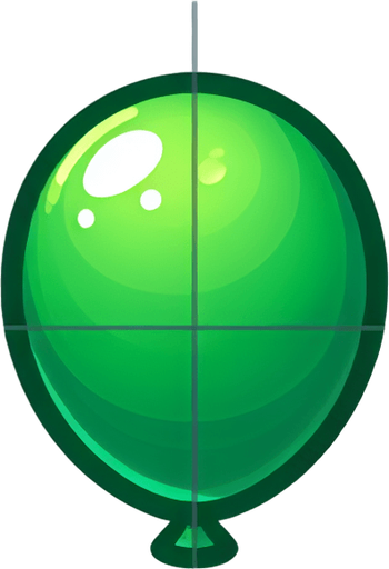 yeşil balon.
Single Game Texture.  In-Game asset.  2d.  Blank background.  High contrast.  No shadows