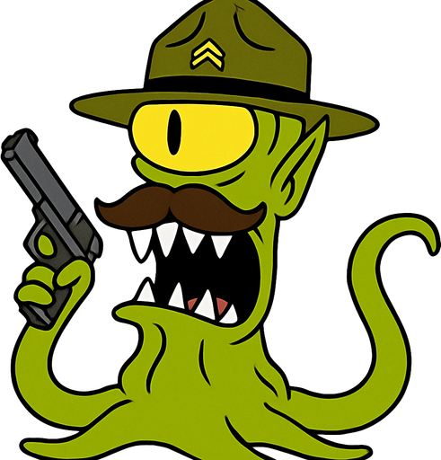 Make my character have a brown mustache, hold a gun and have a sergeant's hat