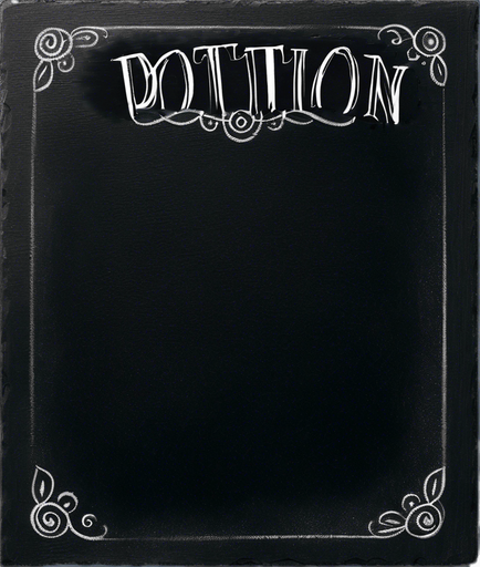 Text "POTION" handwritten in chalk