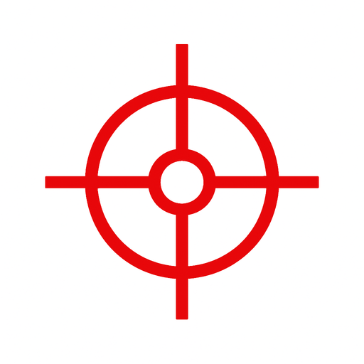 Red crosshair.
In-Game asset.  2d.  High contrast.  No shadows