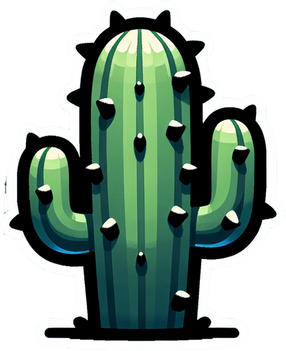 Cactee.
Single Game Texture.  In-Game asset.  2d.  Blank background.  High contrast.  No shadows