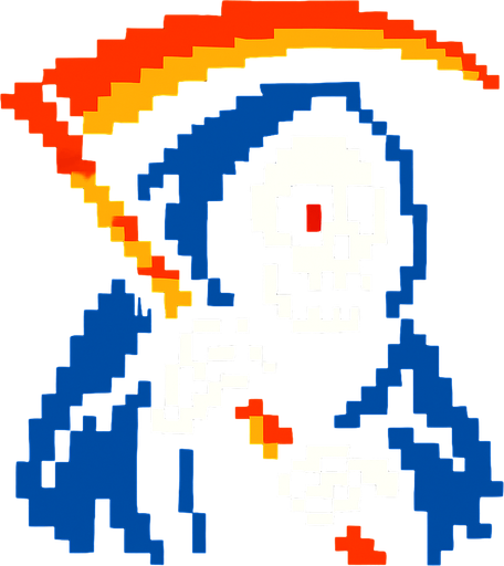 la muerte de pixeles.
In-Game asset.  2d.  High contrast.  No shadows
