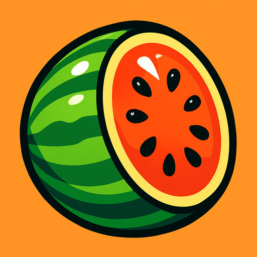 Shiney melon vector.
In-Game asset.  2d.  High contrast.  No shadows