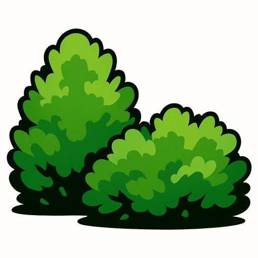 arbustos grandes.
In-Game asset.  2d.  High contrast.  No shadows