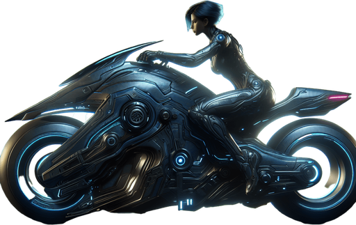 sci fi bike with person riding facing right side
Single Game Texture.  In-Game asset.  High contrast.