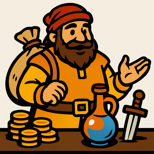 Merchant.
In-Game asset.  2d.  High contrast.  No shadows