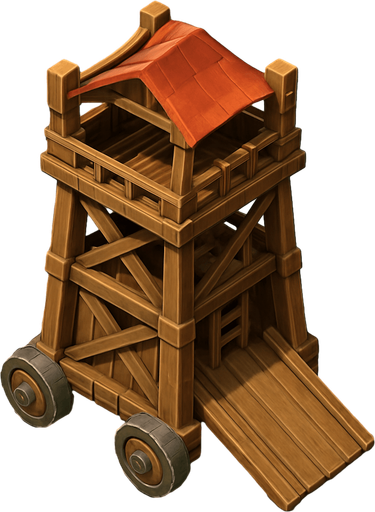 Saldırı kulesi, Gerçekçi, kuş bakışı görünüm, yazısız..
In-Game asset.  High contrast.  No shadows, 3d olsun.