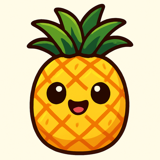 Pineapple with cute face.
In-Game asset.  2d.  High contrast.  No shadows