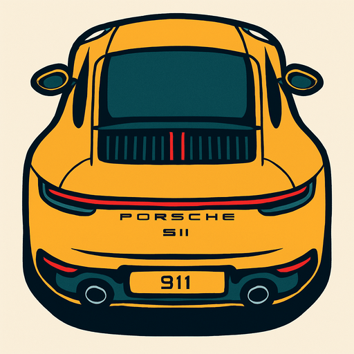 Yeni porche 911 arkasi ama yukaridan
In-Game asset.  2d.  High contrast.  No shadows