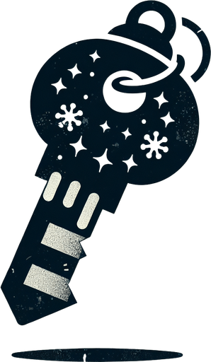 a simple dirty, dark and eerie Christmas bathroom key.
Single Game Texture. In-Game asset. 2d. Blank background. High contrast. No shadows.