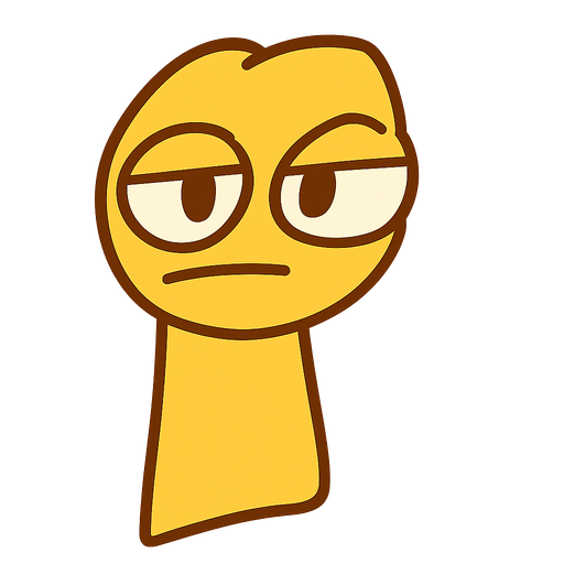 Yellow sprunki. No background. Transparent background. Blank background. No shadows. 2d. In-Game asset. flat
