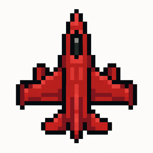 kırmızı 2d pixel simetrik uçak
In-Game asset.  2d.  High contrast.  No shadows