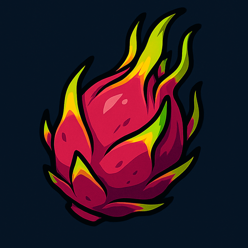 Uncut dragonfruit.
In-Game asset.  2d.  High contrast.  No shadows