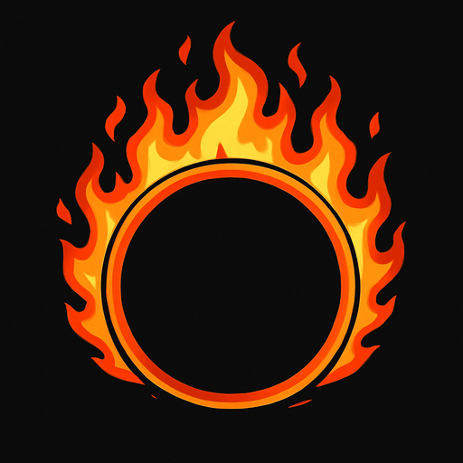 Cerceau enflammé.
In-Game asset.  2d.  High contrast.  No shadows