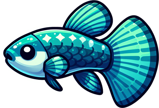 Guppy fish.
Single Game Texture. In-Game asset. 2d. Blank background. High contrast. No shadows.