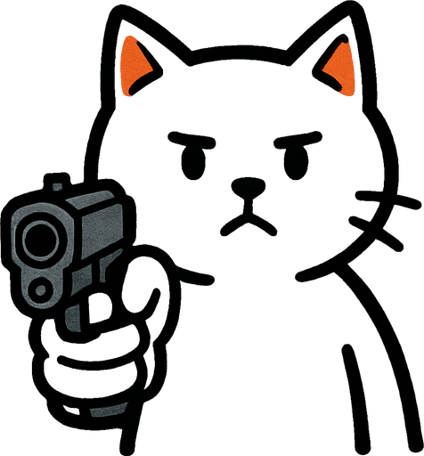 meme silah uzatan kedi.
In-Game asset.  2d.  High contrast.  No shadows