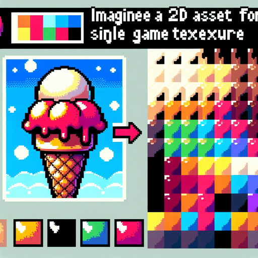 8bit. cartoon. icecream.
Single Game Texture. In-Game asset. 2d. Blank background. High contrast. No shadows.