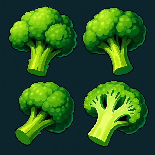 Pack of different broccoli.
In-Game asset.  High contrast.  No shadows. 3D