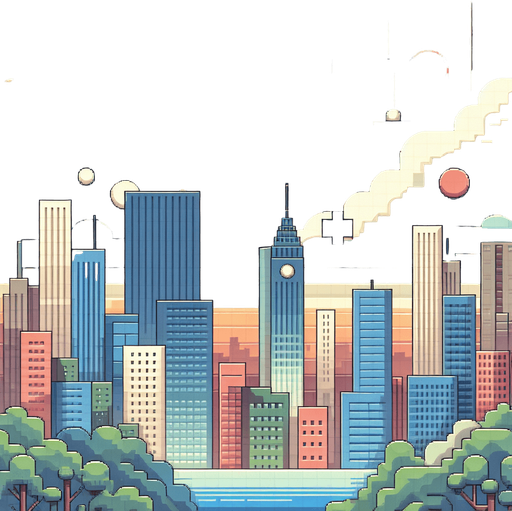 Background for relaxing puzzle game. city background, flat shaded, vector art. skyscrapers. Clocks. Blocks. Relaxing. Clouds, blue sky Single Game Texture. In-Game asset. 2d. Blank background. High contrast. No shadows..
Single Game Texture. In-Game asset. 2d. Blank background. High contrast. No shadows.