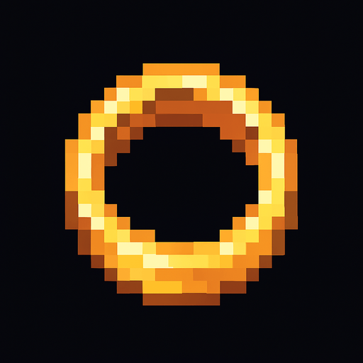 pixel gold ring for 2d game.
In-Game asset.  2d.  High contrast.  No shadows