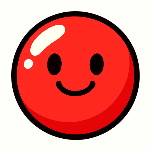 Mutlu, kırmızı renkli bir bubble.
In-Game asset.  2d.  High contrast.  No shadows