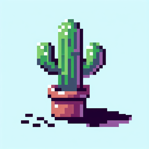 pixel art cactus.
Single Game Texture. In-Game asset. 2d. Blank background. High contrast. No shadows.