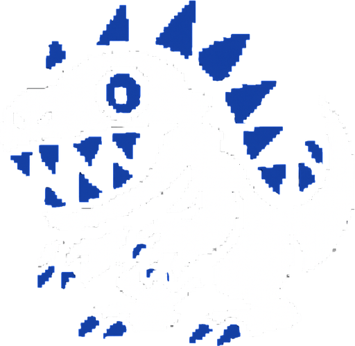 Mostruo de color blanco con pinchos azules y ojos azules dientes azules y que parece dinosaurio.
In-Game asset.  2d.  High contrast.  No shadows. Deltarune
