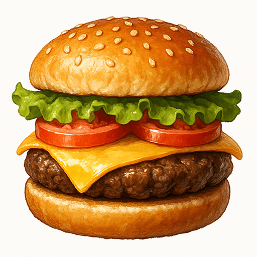 Burger - Gerçekçi - Yazısız.
In-Game asset.  2d.  High contrast.  No shadows