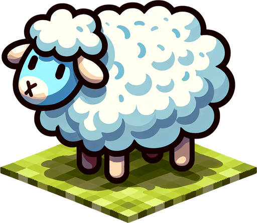 Животное овца.
Single Game Texture. In-Game asset. 2d. Blank background. High contrast. No shadows.