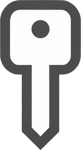 A very simple and minimalistic white key symbol, designed with clean lines and no additional details. The key has a basic rectangular shaft with a small circular head and a single notch, all in a flat white design. The style is subtle and understated, focusing on simplicity and clarity..
Single Game Texture. In-Game asset. 2d. Blank background. High contrast. No shadows.