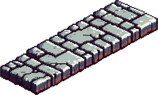 A long rectangular stone platform. Side view. Pixel art..
Single Game Texture.  In-Game asset.  2d.  Blank background.  High contrast.  No shadows