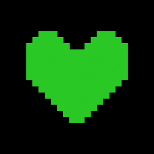 Green Heart Undertale.
In-Game asset.  2d.  High contrast.  No shadows