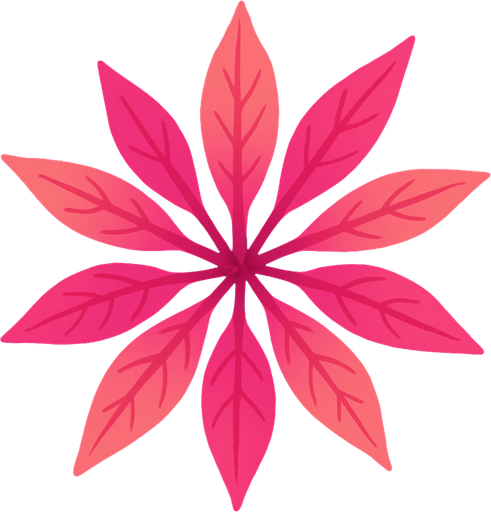 Top view of colorful pink plant looking upwards.
In-Game asset.  2d.  High contrast.  No shadows