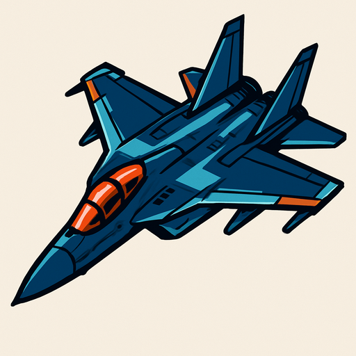 A modern fighter jet.
In-Game asset.  2d.  High contrast.  No shadows
