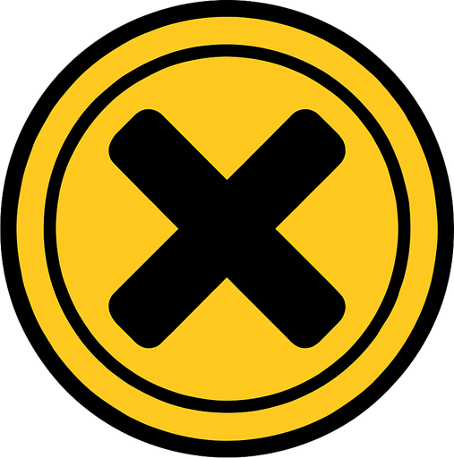 Siyah X işaretli jeton.
In-Game asset.  2d.  High contrast.  No shadows