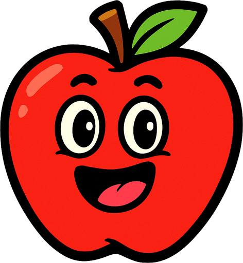 manzana animada.
In-Game asset.  2d.  High contrast.  No shadows