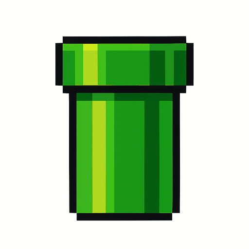 green pipe. pixel art..
In-Game asset.  2d.  High contrast.  No shadows