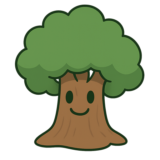 un arbre avec un visage . No background. Transparent background. Blank background. No shadows. 2d. In-Game asset. flat