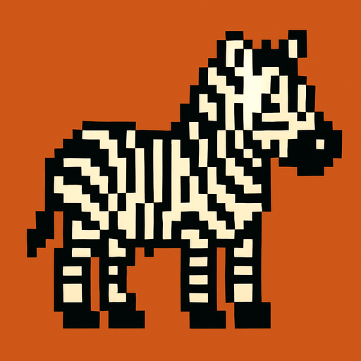 Zebra pixel.
In-Game asset.  2d.  High contrast.  No shadows