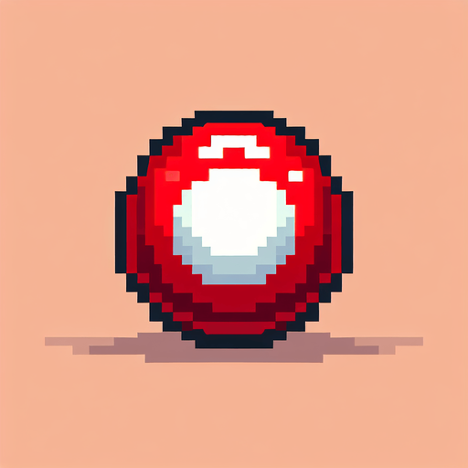 Red dot with white in the middle pixel.
Single Game Texture. In-Game asset. 2d. Blank background. High contrast. No shadows.