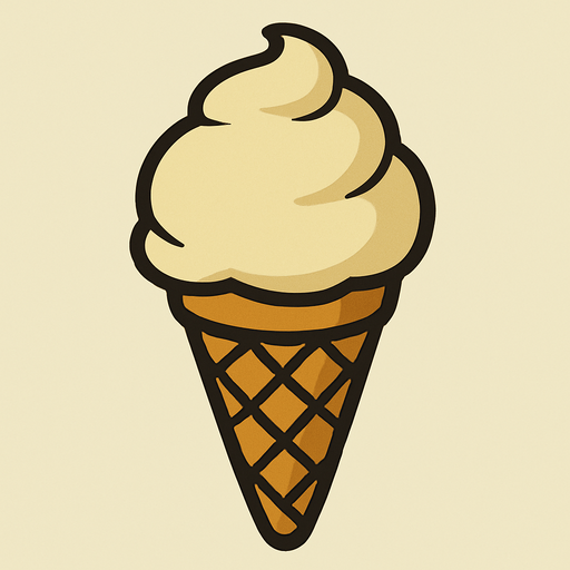 Ice cream cone in professor Layton game style artwork.
In-Game asset.  2d.  High contrast.  No shadows