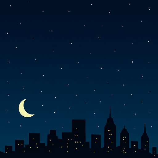 Make this picture with more night sky above the city skyline