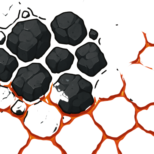 Rocas volcanicas, ocupar toda la imagen, visto desde arriba.
In-Game asset.  2d.  High contrast.  No shadows