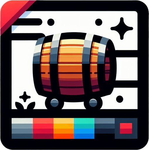 Rolling barrel with attractive colors.
Single Game Texture.  In-Game asset.  2d.  Blank background.  High contrast.  No shadows