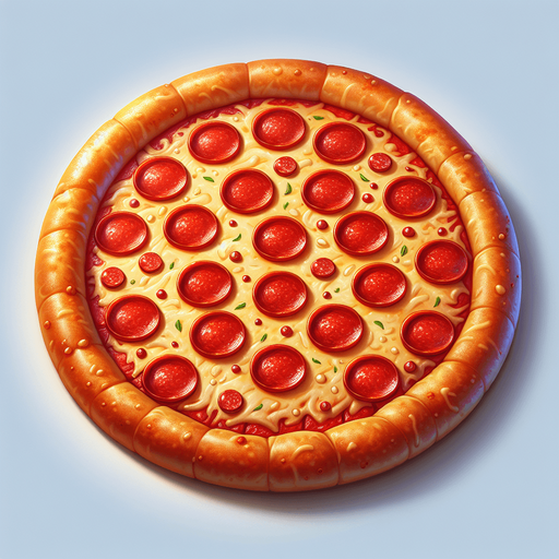 a pepperoni pizza.
In-Game asset. 2d. Blank background. High contrast.