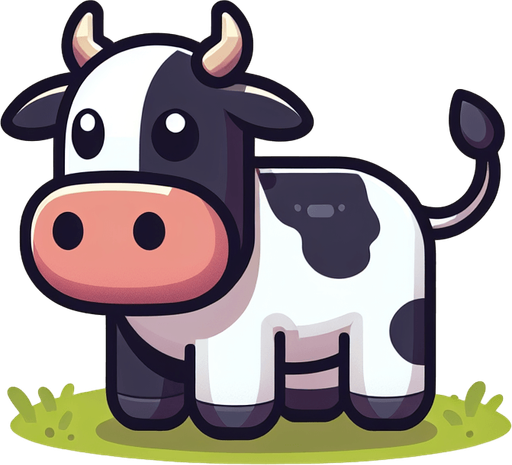 Cow.
Single Game Texture. In-Game asset. 2d. Blank background. High contrast. No shadows.