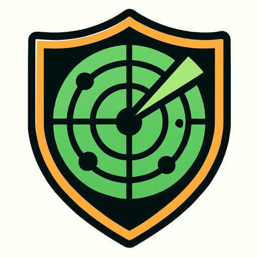 A shield with radar.
In-Game asset.  2d.  High contrast.  No shadows