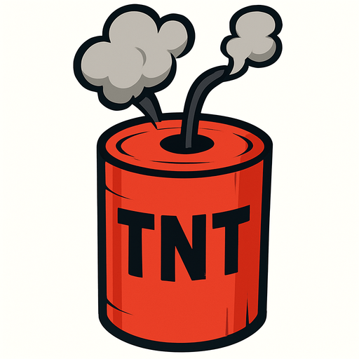 Big TNT firecracker that is a dud with smoke wafting out of the fuse hole.
In-Game asset.  2d.  High contrast.  No shadows. Cartoon style. 3D image